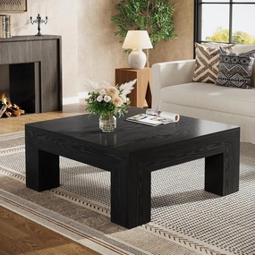 39.4-Inch Square Coffee Table. Farmhouse All Wood Accent Center Cocktail Table