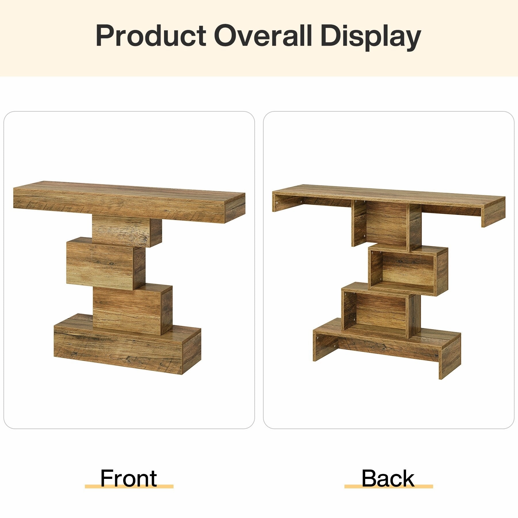 42 Inches Industrial Wood Console Table for Living Room Entryway - 11.8D x 42.5W x 31.5H