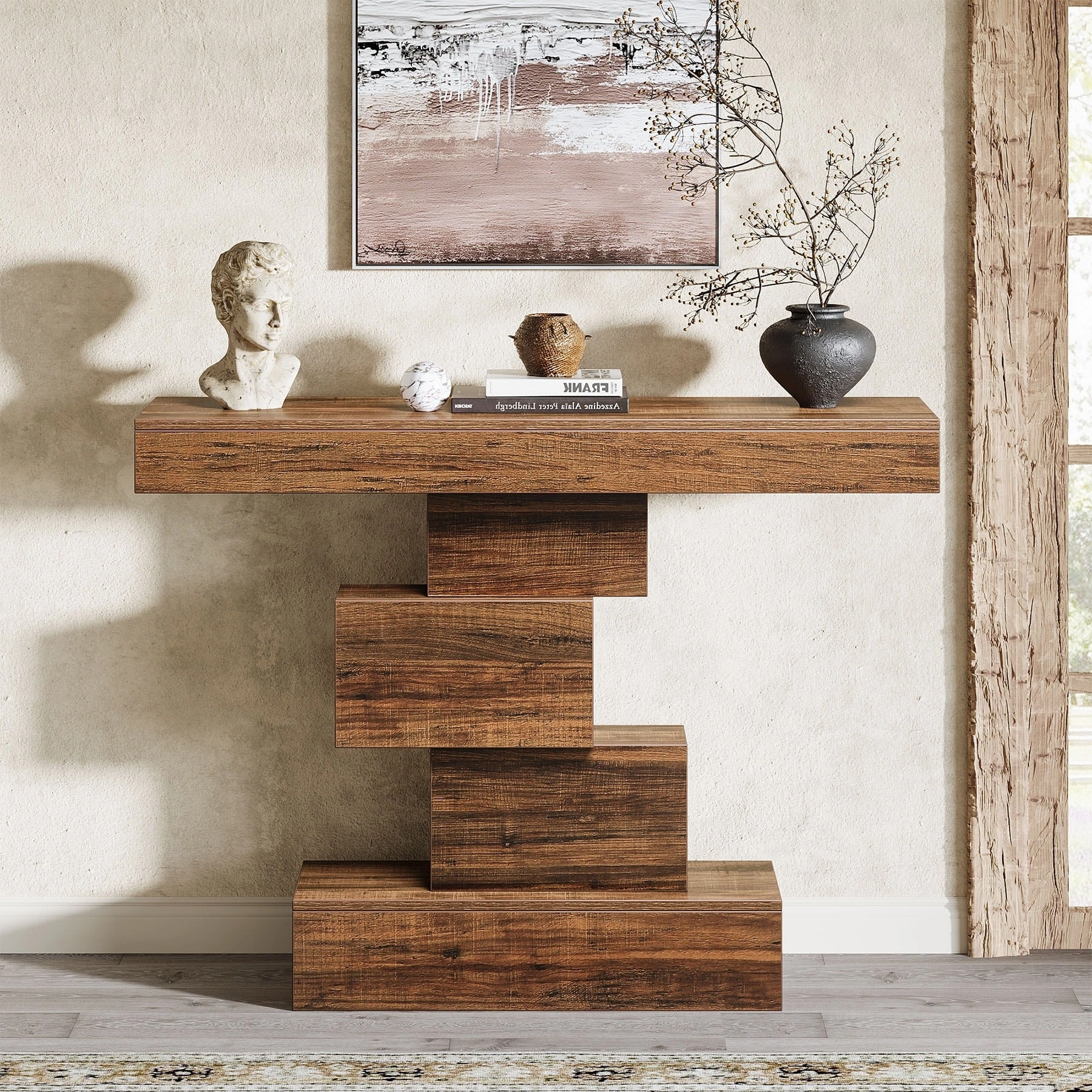 42 Inches Industrial Wood Console Table for Living Room Entryway - 11.8D x 42.5W x 31.5H