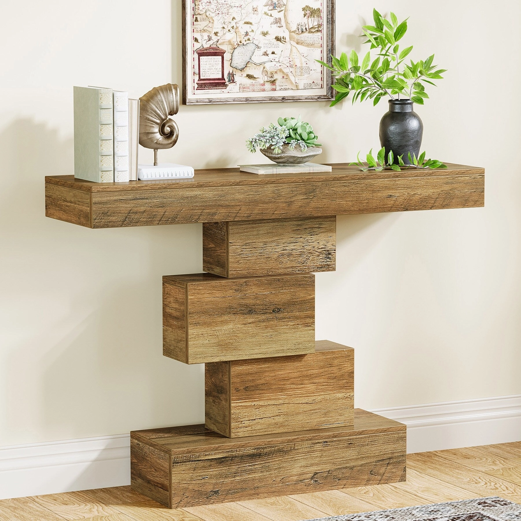 42 Inches Industrial Wood Console Table for Living Room Entryway - 11.8D x 42.5W x 31.5H
