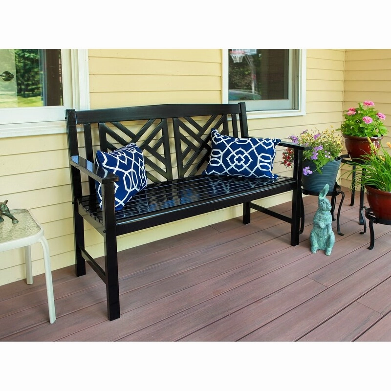 4FT Wooden Indoor/Outdoor Fretwork Bench. Home Patio Garden Deck Seating