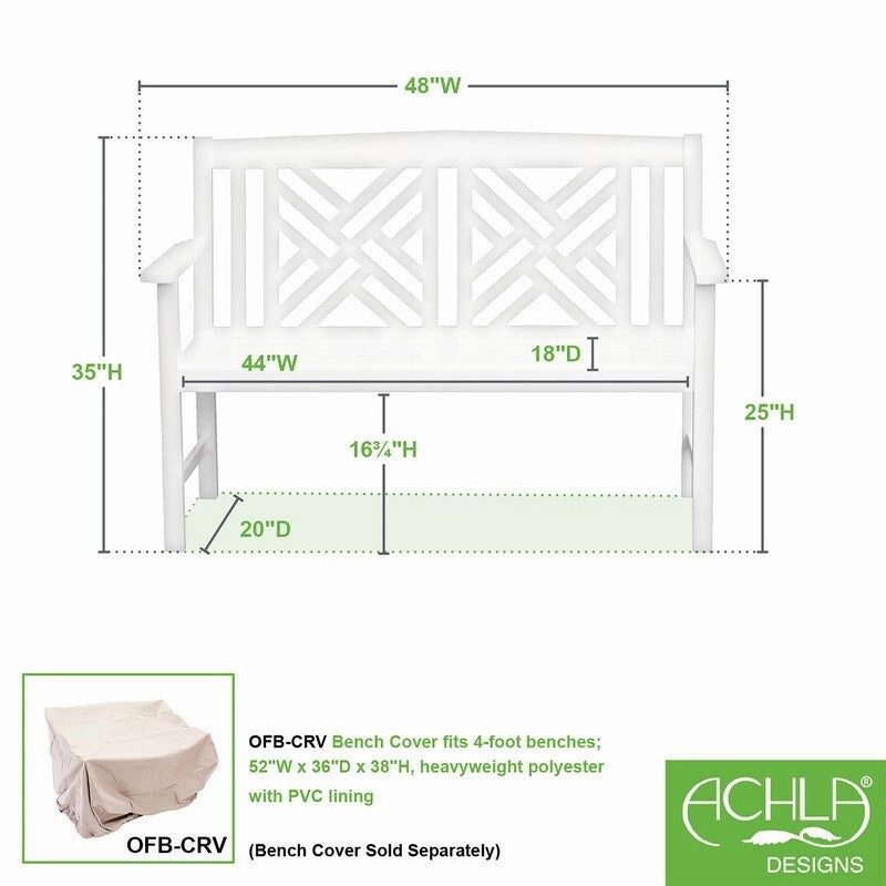 4FT Wooden Indoor/Outdoor Fretwork Bench. Home Patio Garden Deck Seating