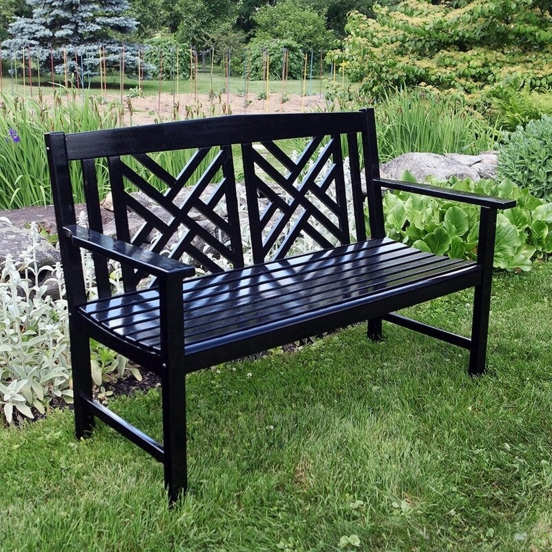4FT Wooden Indoor/Outdoor Fretwork Bench. Home Patio Garden Deck Seating
