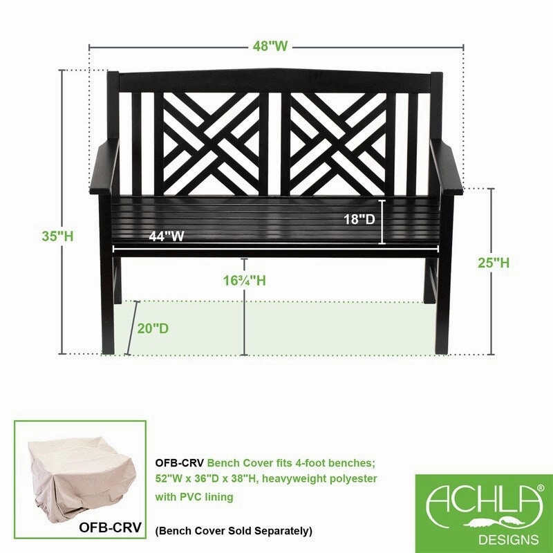4FT Wooden Indoor/Outdoor Fretwork Bench. Home Patio Garden Deck Seating