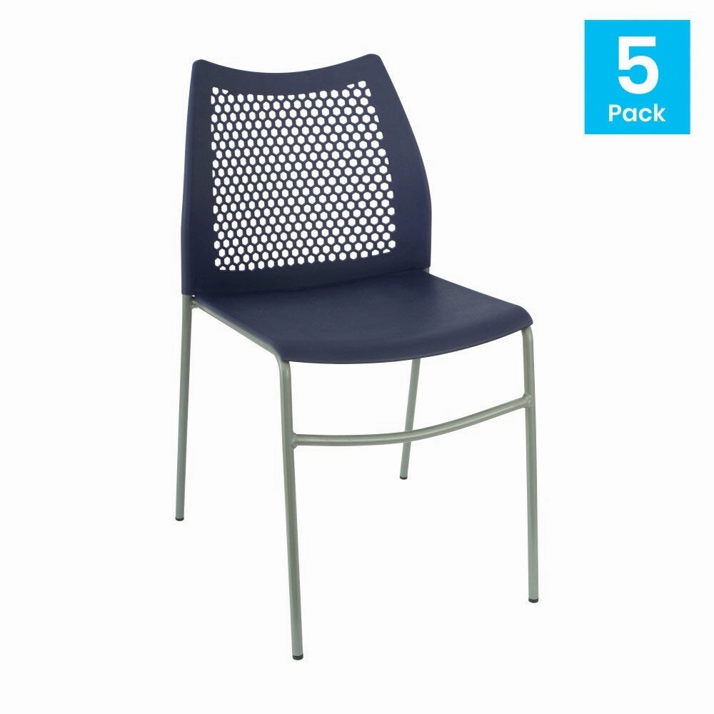 5 Pack Stackable Chair with Vented Back and Waterfall Seat - 17.75W x 21.5D x 32H