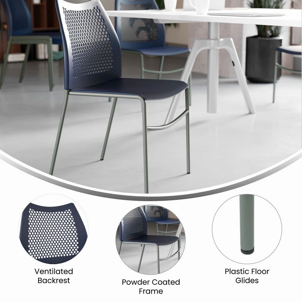 5 Pack Stackable Chair with Vented Back and Waterfall Seat - 17.75W x 21.5D x 32H