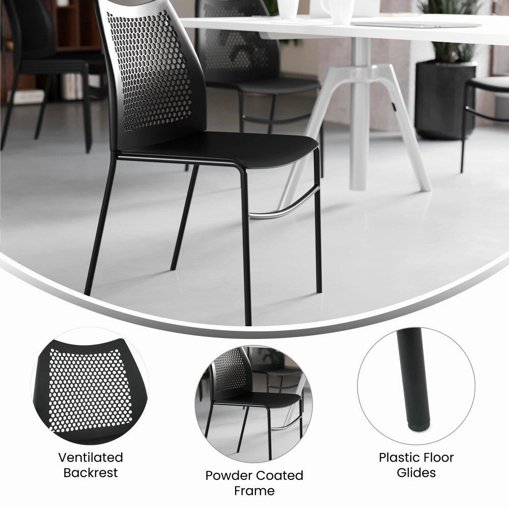 5 Pack Stackable Chair with Vented Back and Waterfall Seat - 17.75W x 21.5D x 32H