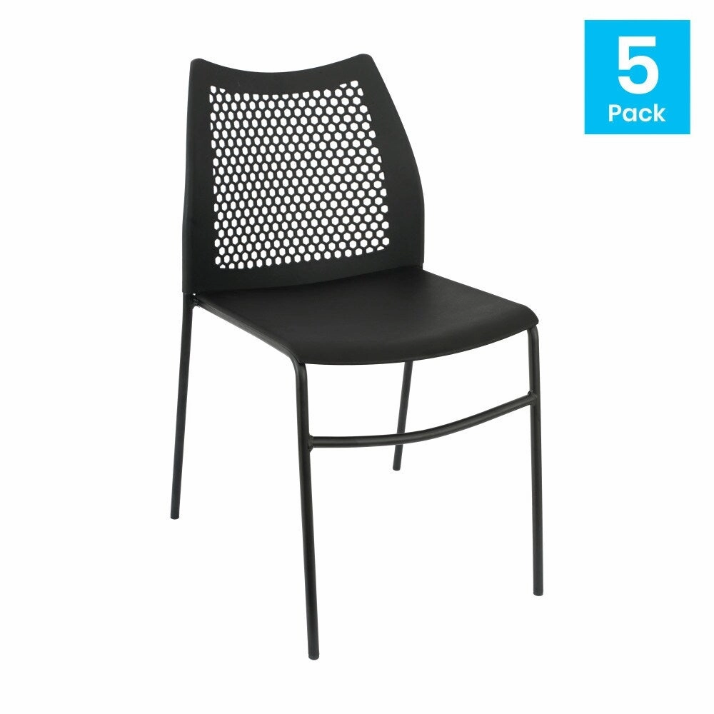 5 Pack Stackable Chair with Vented Back and Waterfall Seat - 17.75W x 21.5D x 32H