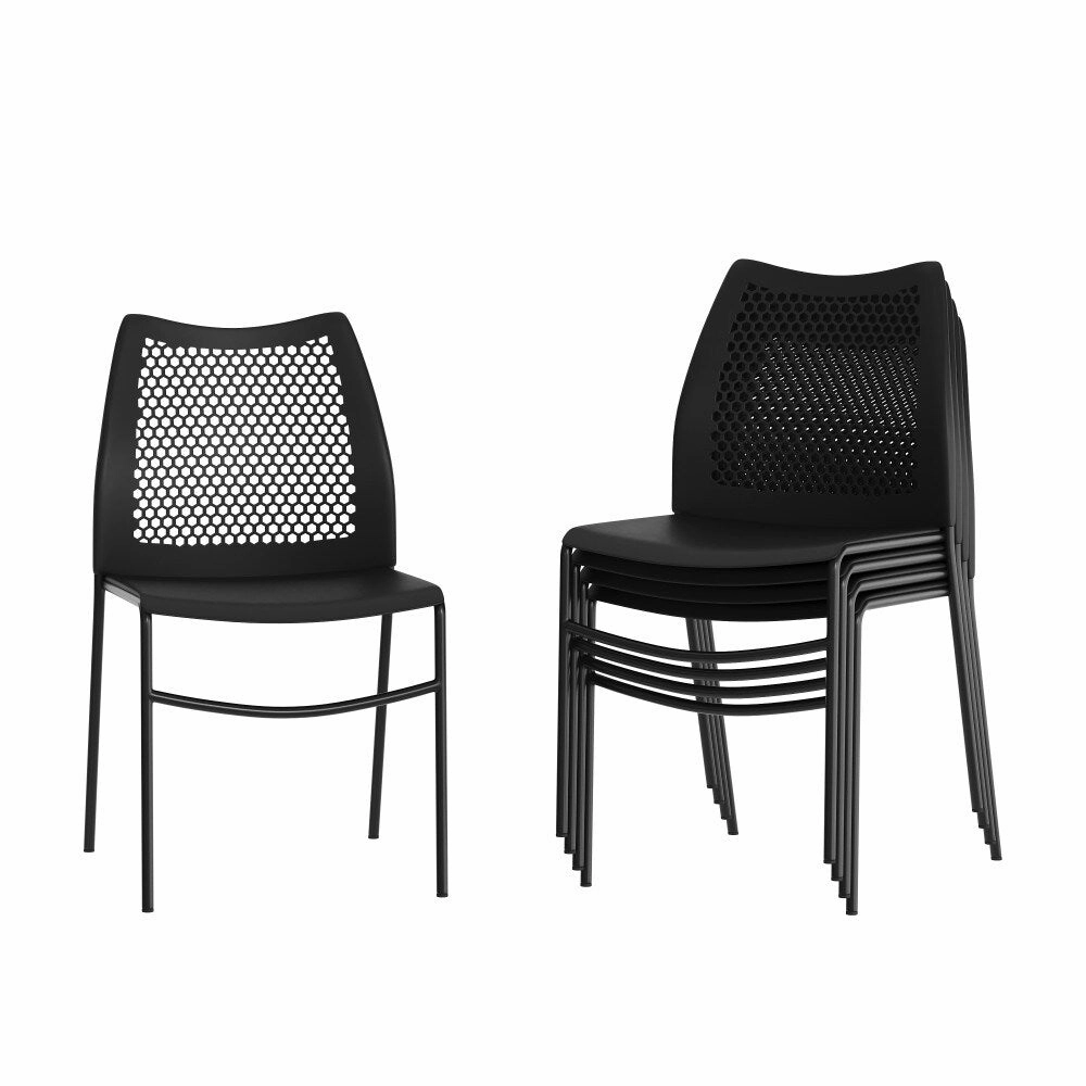 5 Pack Stackable Chair with Vented Back and Waterfall Seat - 17.75W x 21.5D x 32H