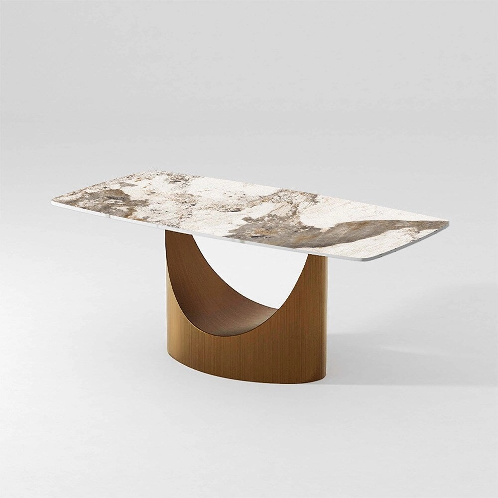 63-94 Hobart Modern Dining Table with Rectangular Sintered Stone Tabletop and Carbon Steel Leg for 4-10