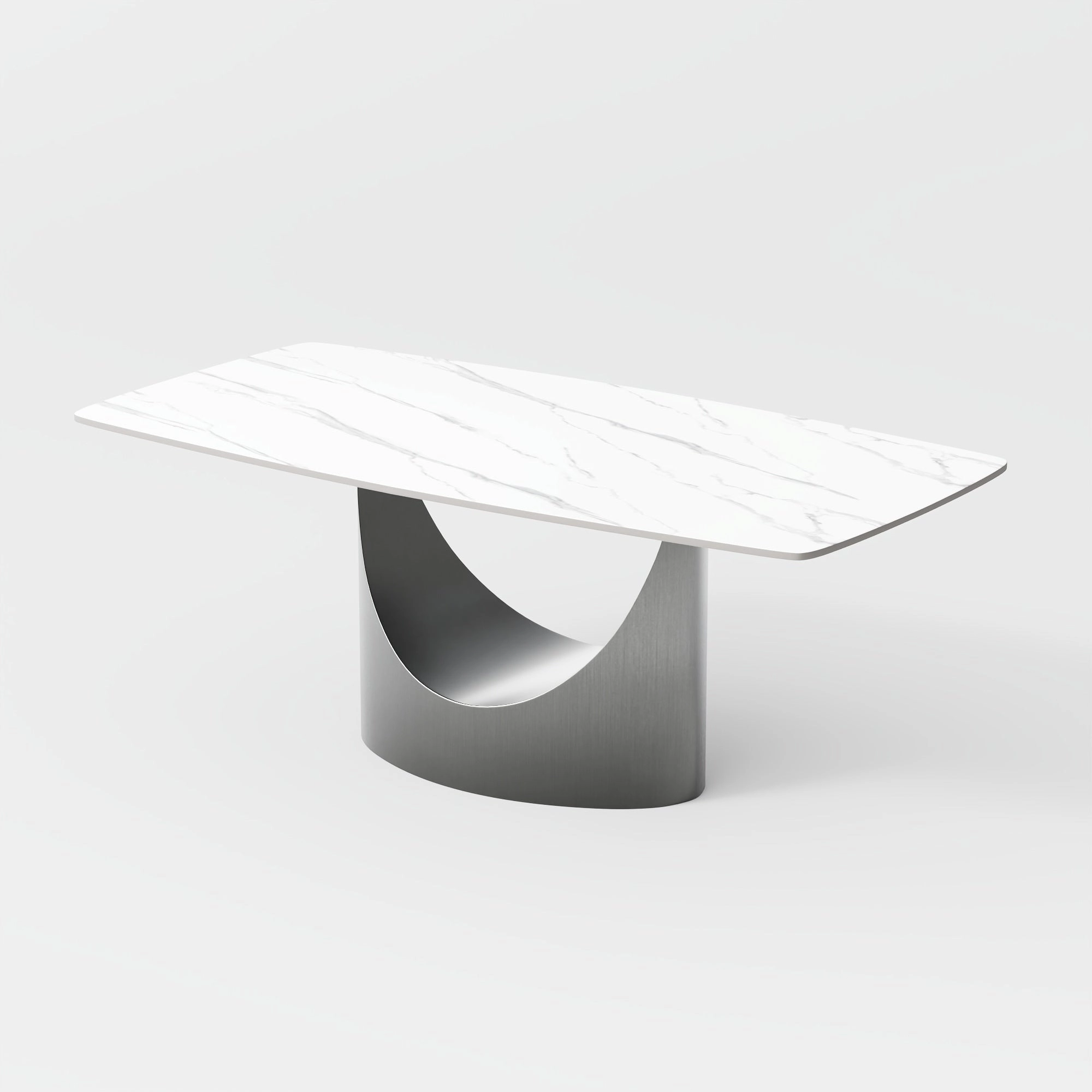 63-94 Hobart Modern Dining Table with Rectangular Sintered Stone Tabletop and Carbon Steel Leg for 4-10