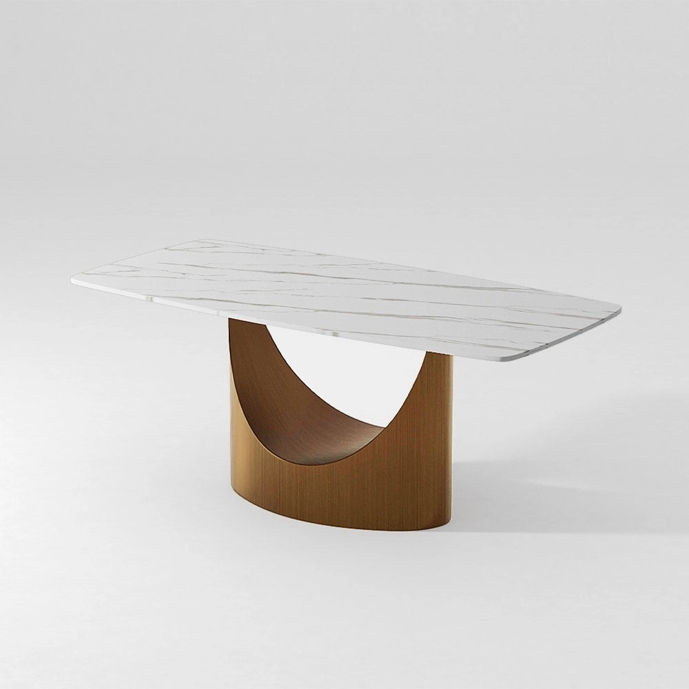 63-94 Hobart Modern Dining Table with Rectangular Sintered Stone Tabletop and Carbon Steel Leg for 4-10