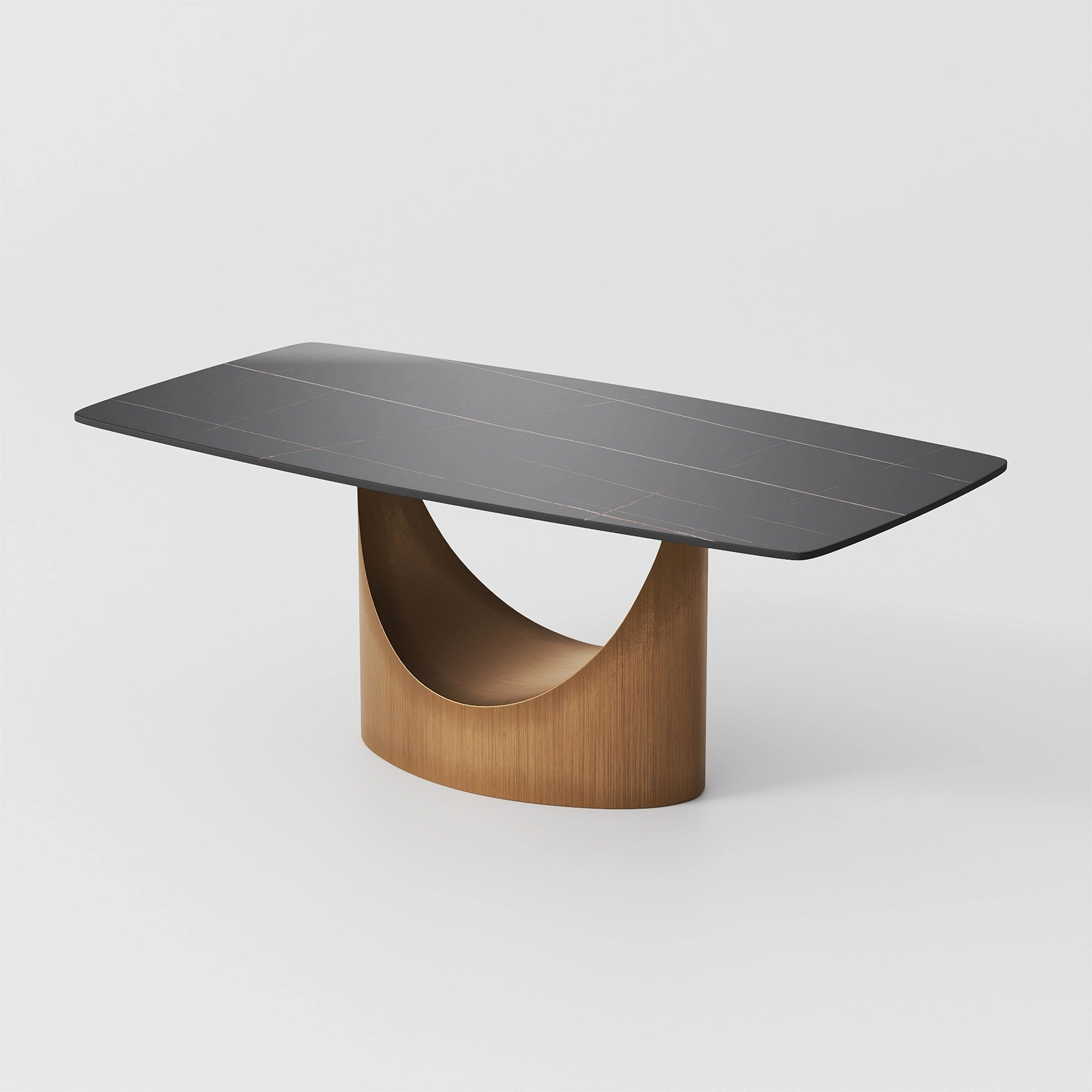 63-94 Hobart Modern Dining Table with Rectangular Sintered Stone Tabletop and Carbon Steel Leg for 4-10