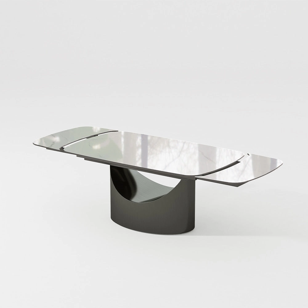 63-94 Hobart Modern Dining Table with Rectangular Sintered Stone Tabletop and Carbon Steel Leg for 4-10