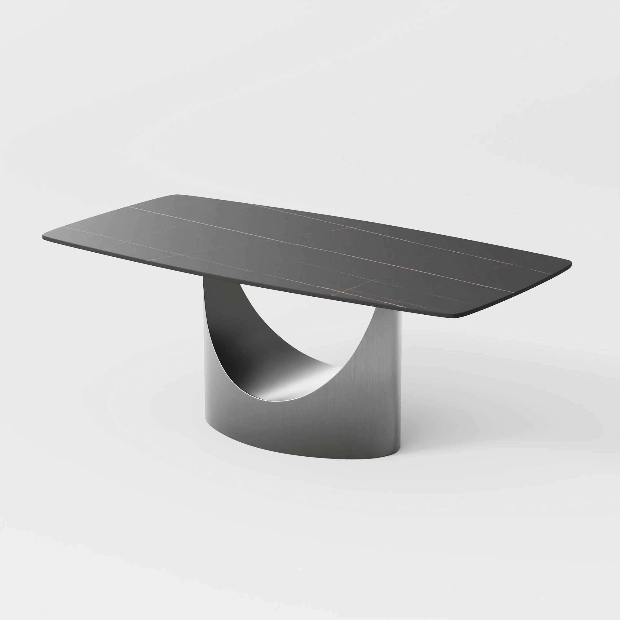 63-94 Hobart Modern Dining Table with Rectangular Sintered Stone Tabletop and Carbon Steel Leg for 4-10
