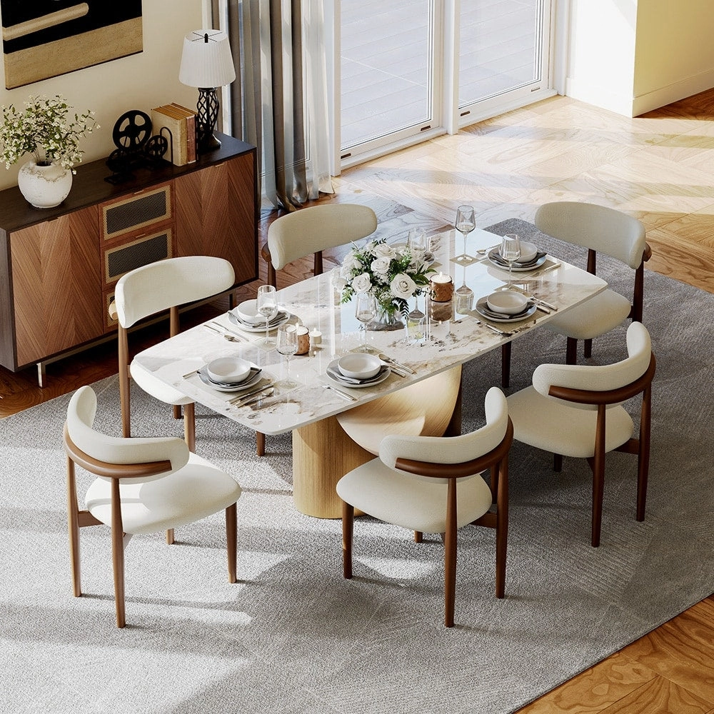 63-94 Hobart Modern Dining Table with Rectangular Sintered Stone Tabletop and Carbon Steel Leg for 4-10