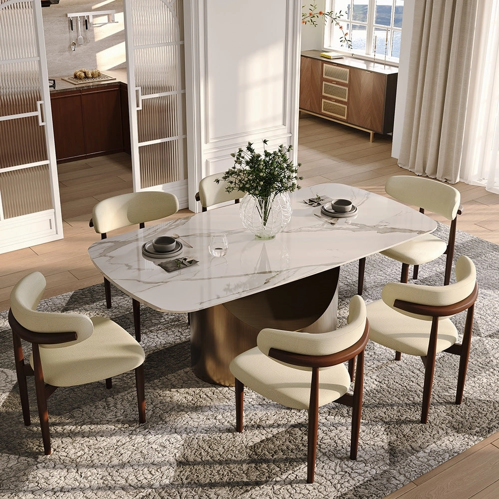 63-94 Hobart Modern Dining Table with Rectangular Sintered Stone Tabletop and Carbon Steel Leg for 4-10