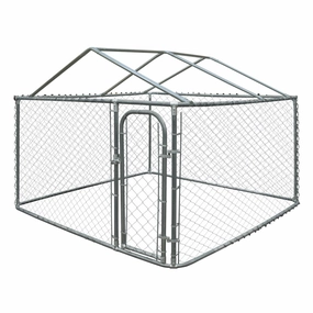 ALEKO DIY Chain Link Box Dog Kennel With Roof Frame