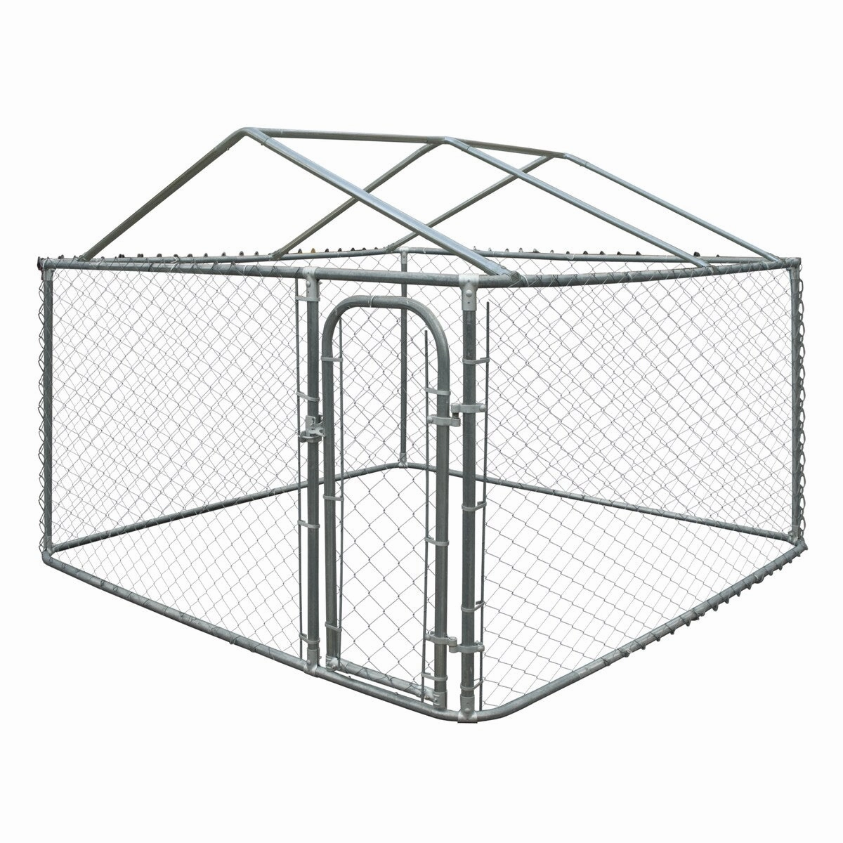 ALEKO DIY Chain Link Box Dog Kennel With Roof Frame