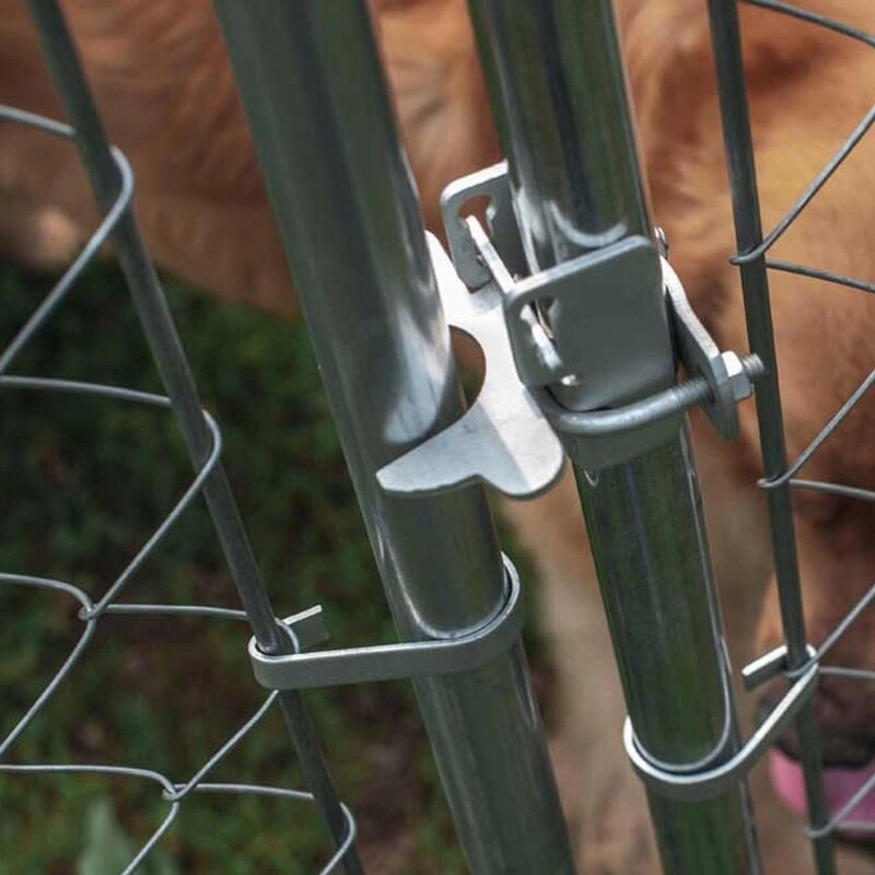 ALEKO DIY Chain Link Box Dog Kennel With Roof Frame