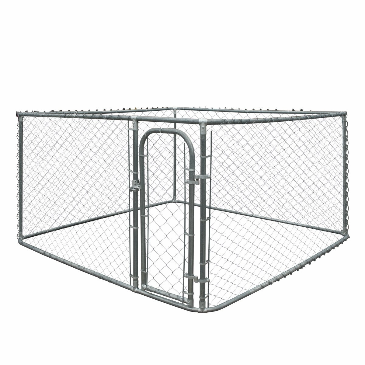 ALEKO DIY Chain Link Box Dog Kennel With Roof Frame