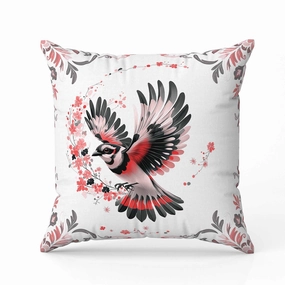 Blaze Bird Indoor/Outdoor Reversible Throw Pillow Pink and Gray