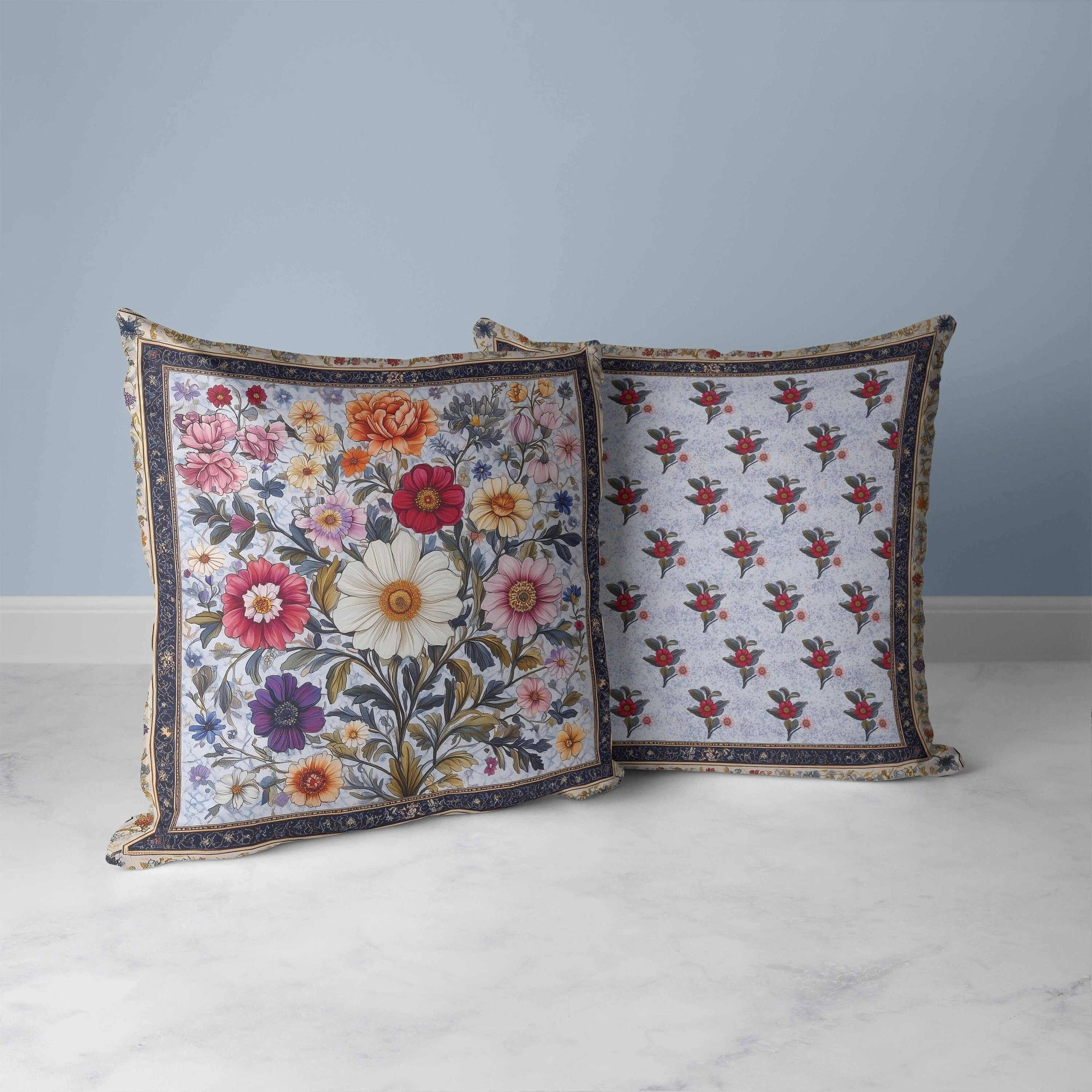 Bloom Burst Faux Suede Reversible Throw Pillow Beige and Multi