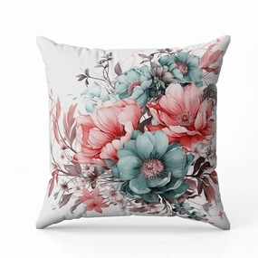 Blossom Burst Faux Suede Reversible Throw Pillow Red and Green