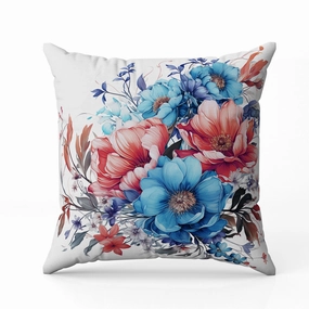 Blossom Burst Indoor/Outdoor Reversible Throw Pillow Blue and Red
