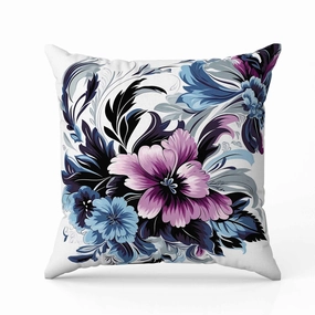 Botanic Bliss Indoor/Outdoor Reversible Throw Pillow Blue and Purple