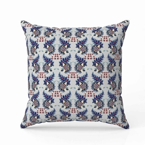 Botanical Bouquet Indoor/Outdoor Reversible Throw Pillow Gray and Blue