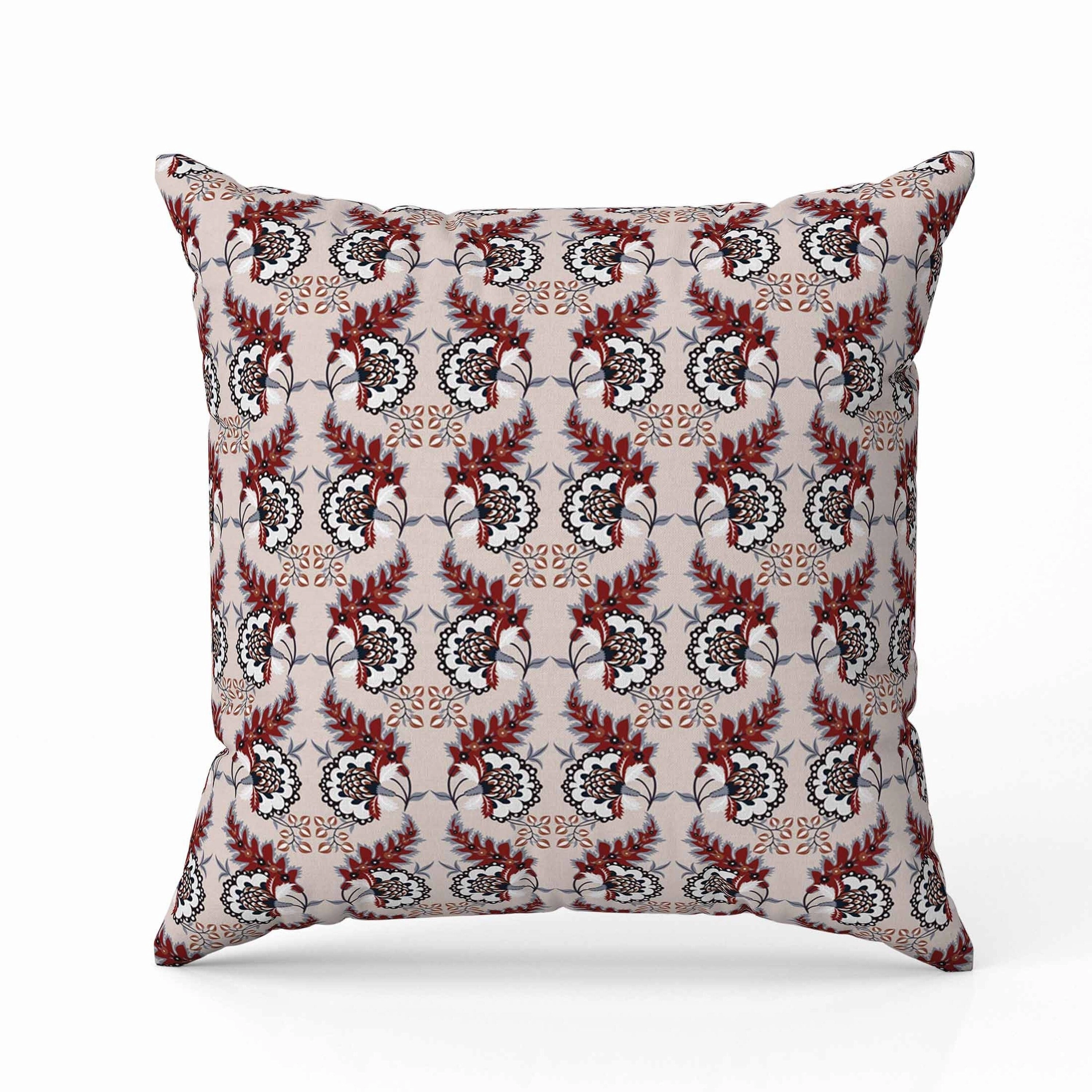 Botanical Bouquet Indoor/Outdoor Reversible Throw Pillow Orange and Gray