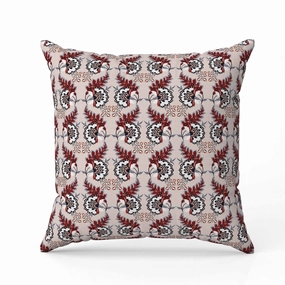 Botanical Bouquet Indoor/Outdoor Reversible Throw Pillow Orange and Gray