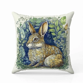 Breezy Bunny Indoor/Outdoor Reversible Throw Pillow Green and Gold