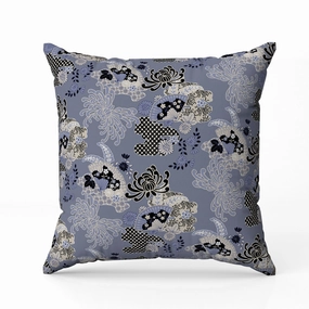 Checkered Waves Indoor/Outdoor Reversible Throw Pillow Blue and Black
