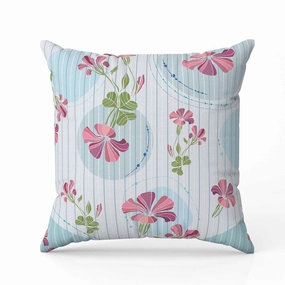 Circular Garden Indoor/Outdoor Reversible Throw Pillow Light and Blue