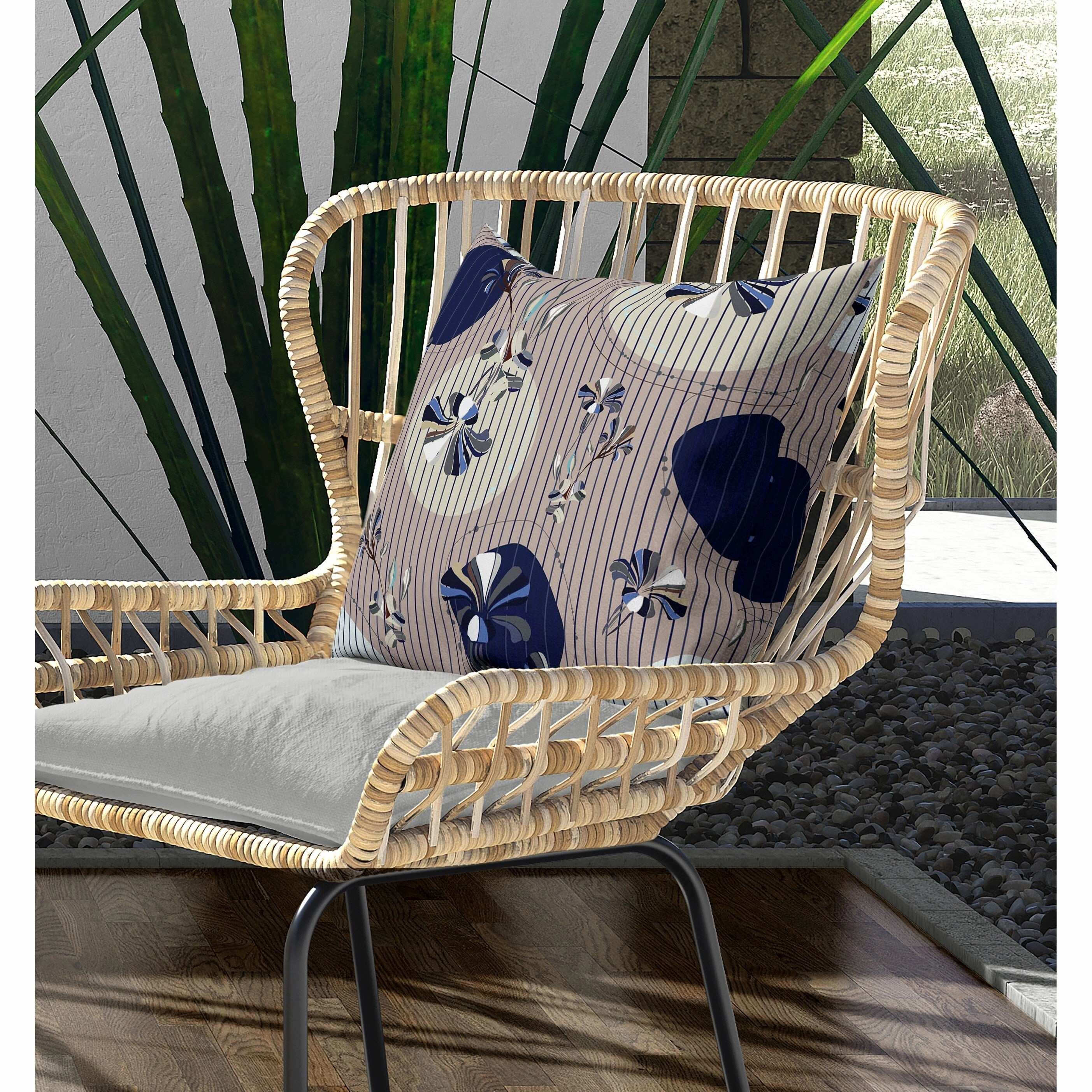 Circular Garden Indoor/Outdoor Reversible Throw Pillow Light and Yellow