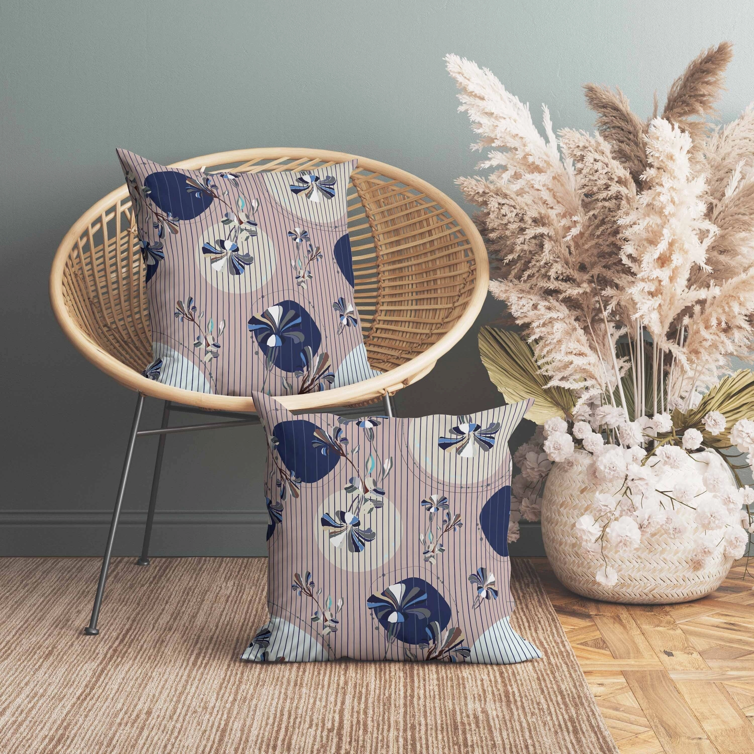 Circular Garden Indoor/Outdoor Reversible Throw Pillow Light and Yellow