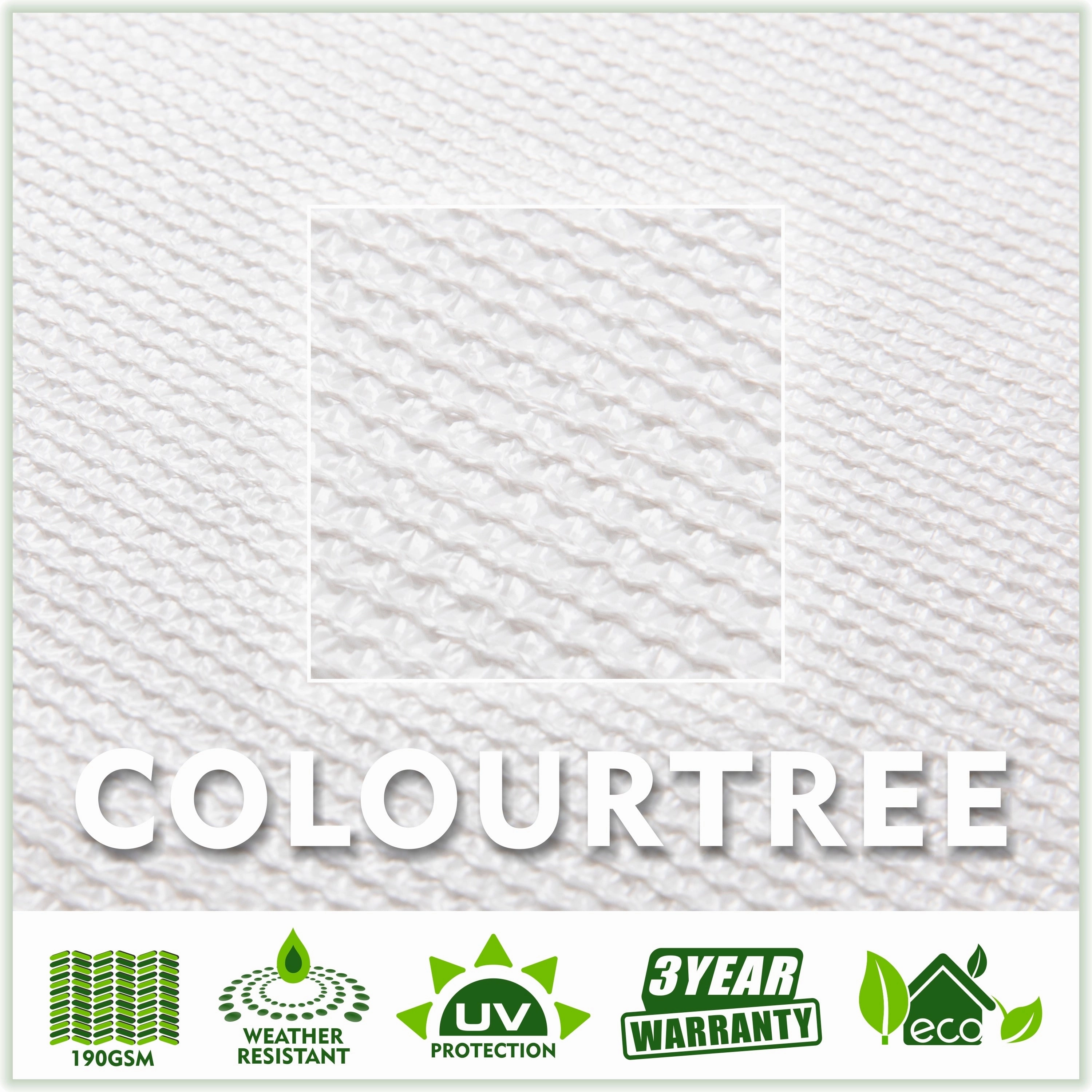 ColourTreeUSA Right Triangle Sun Shade Sail HDPE Mesh Fabric Screen Canopy UV Block 190 GSM