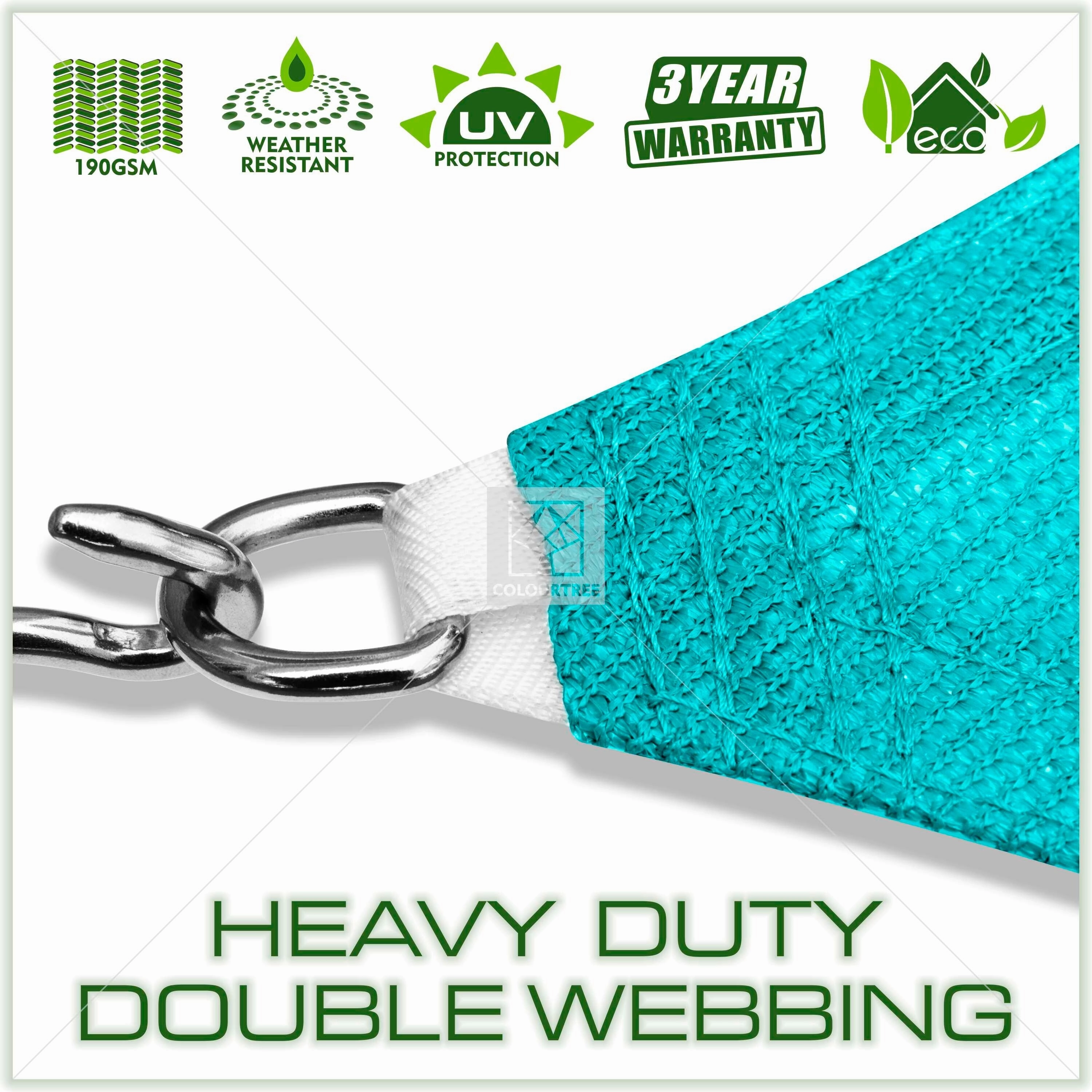 ColourTreeUSA Right Triangle Sun Shade Sail HDPE Mesh Fabric Screen Canopy UV Block 190 GSM