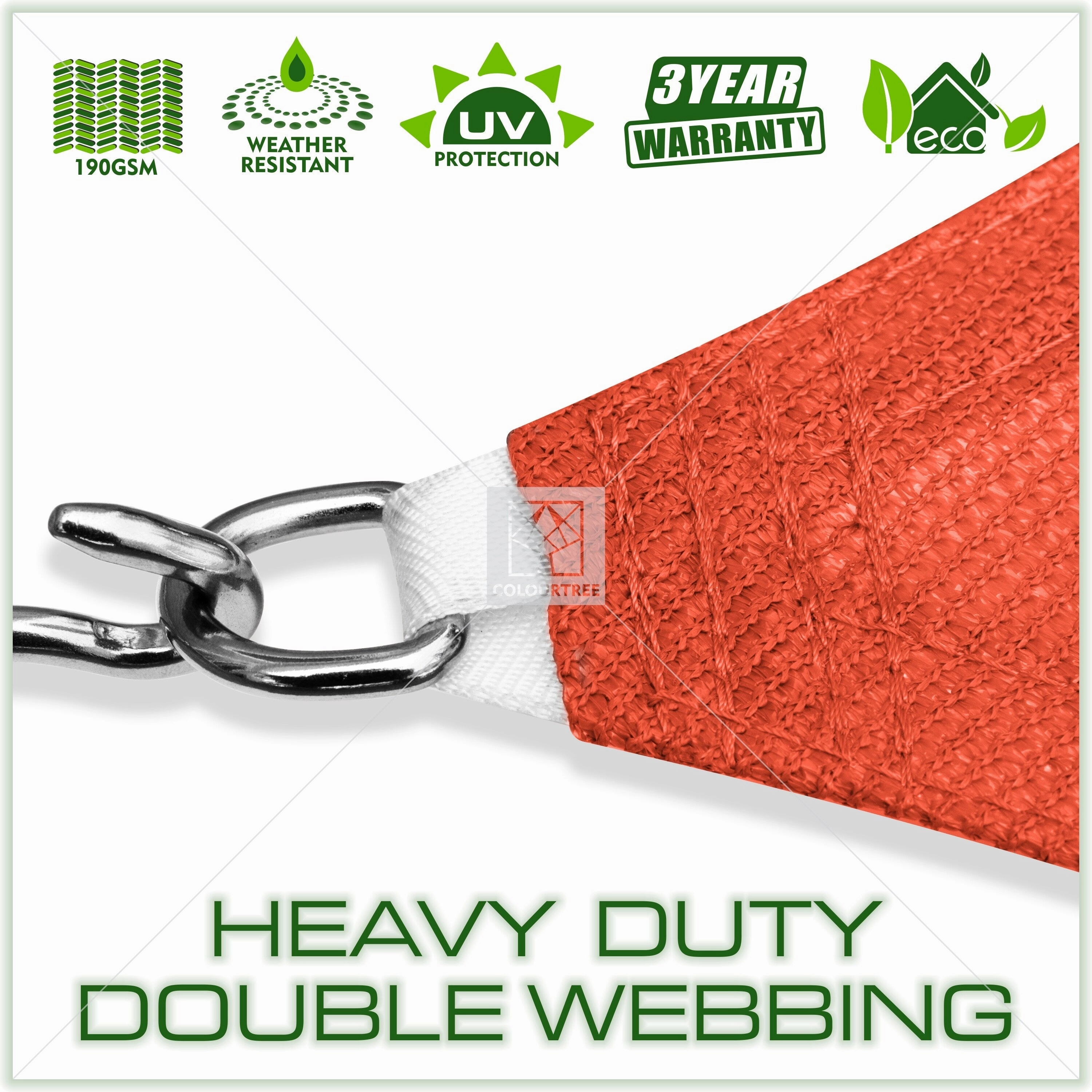 ColourTreeUSA Right Triangle Sun Shade Sail HDPE Mesh Fabric Screen Canopy UV Block 190 GSM