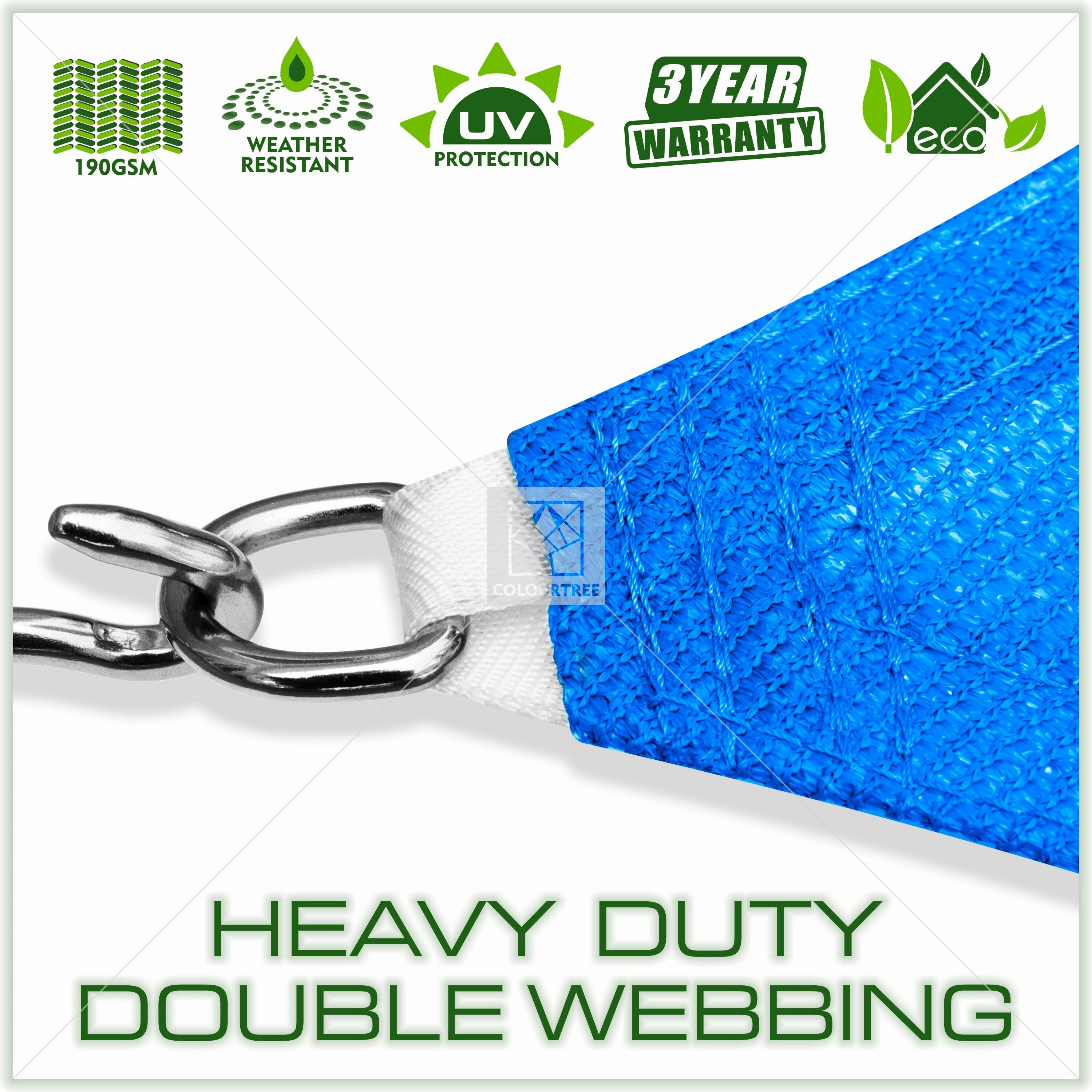 ColourTreeUSA Right Triangle Sun Shade Sail HDPE Mesh Fabric Screen Canopy UV Block 190 GSM