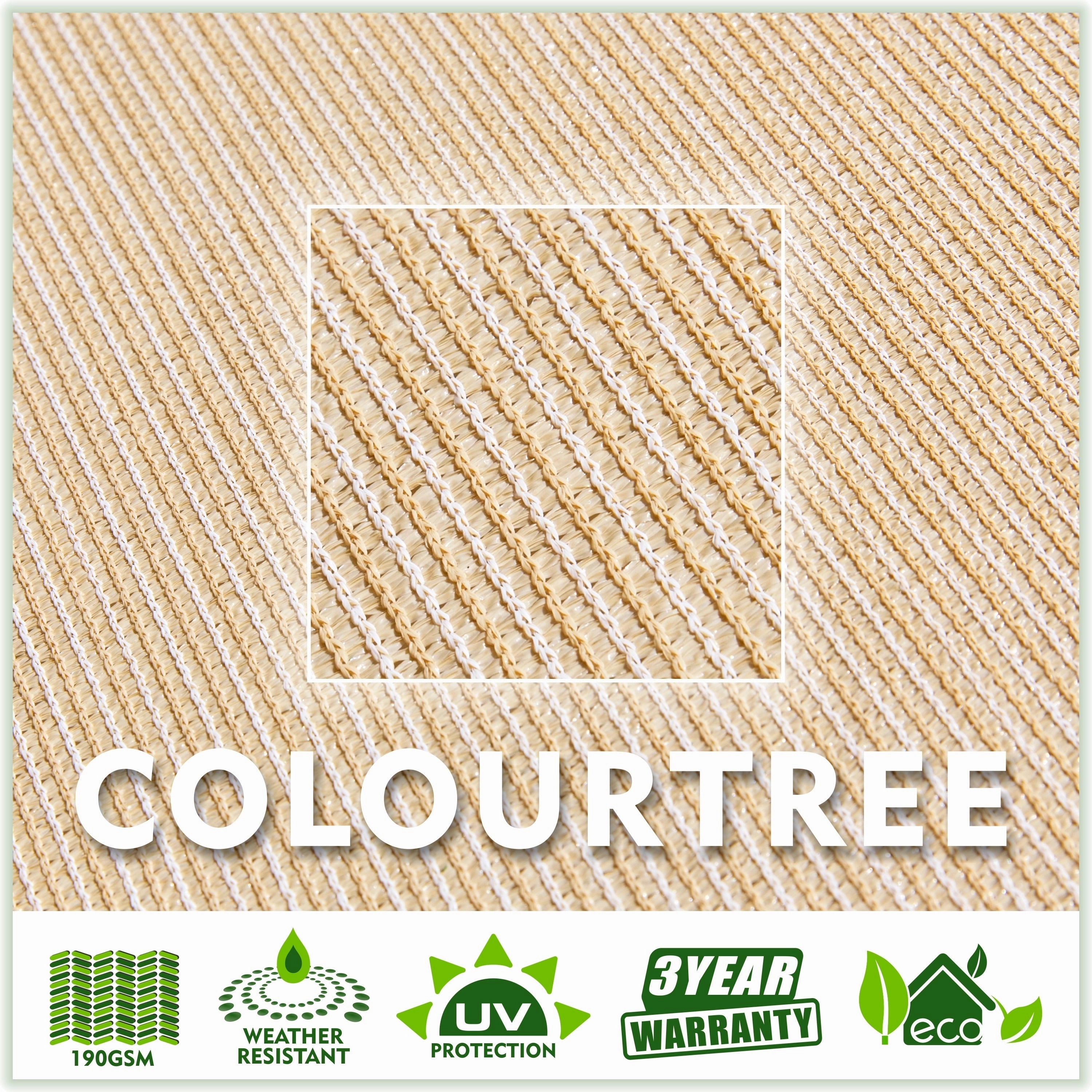 ColourTreeUSA Right Triangle Sun Shade Sail HDPE Mesh Fabric Screen Canopy UV Block 190 GSM