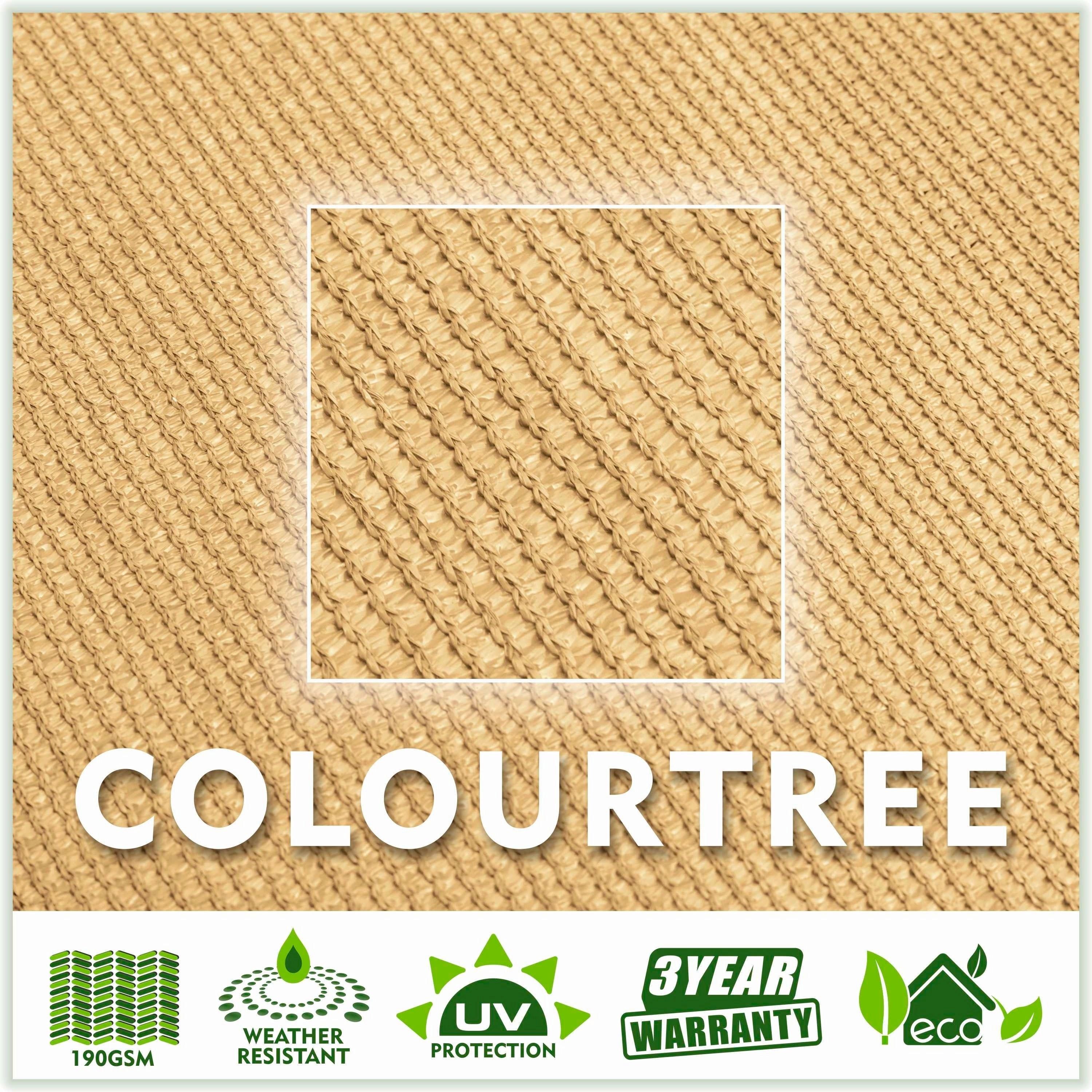 ColourTreeUSA Right Triangle Sun Shade Sail HDPE Mesh Fabric Screen Canopy UV Block 190 GSM