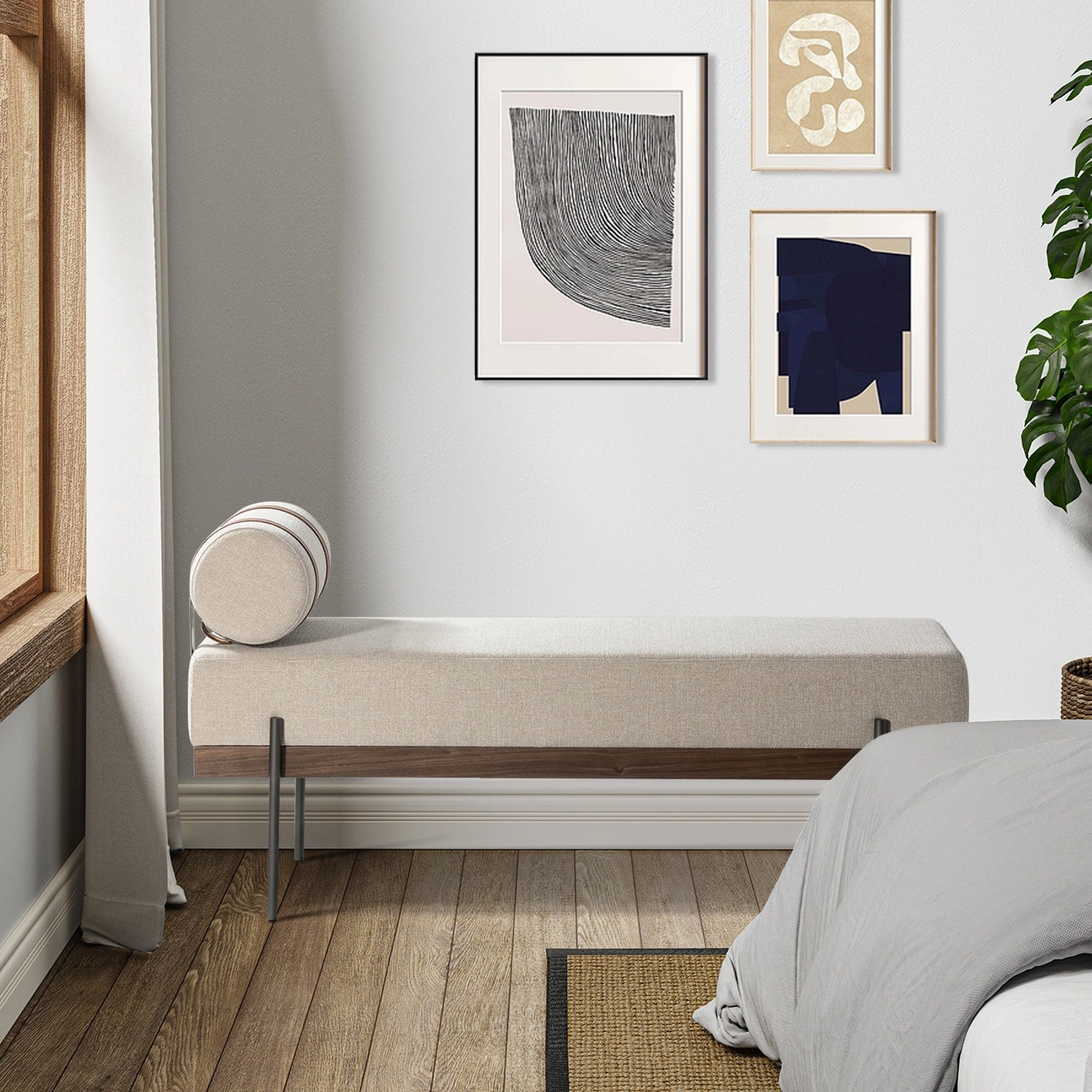 Damacio Entryway Bench with Removable Pillow