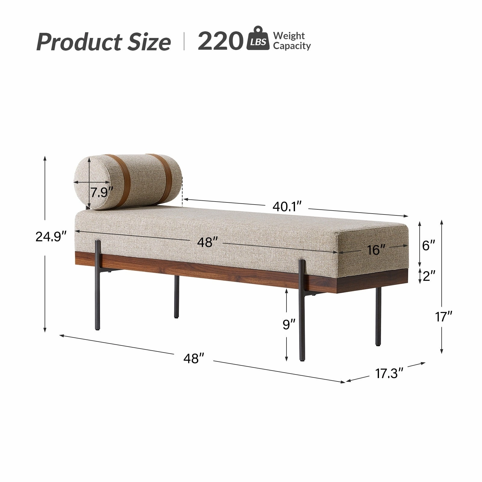 Damacio Entryway Bench with Removable Pillow