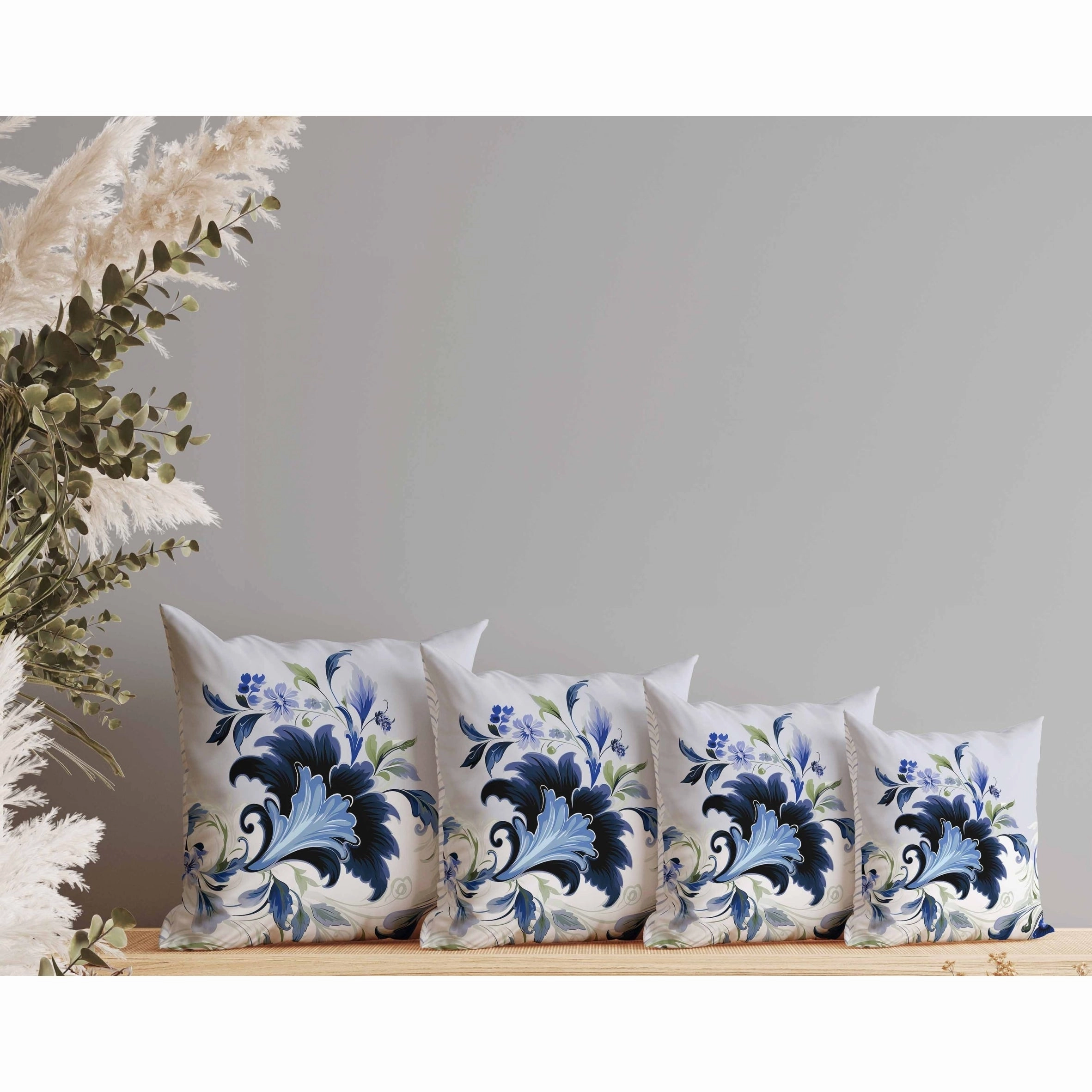Damask Hue Indoor/Outdoor Reversible Throw Pillow Blue and Green