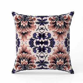 Damask Rapture Faux Suede Reversible Throw Pillow Grey and Blue