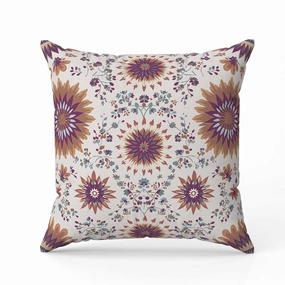 Delightful Dandelions Indoor/Outdoor Reversible Throw Pillow Purple and Coffee