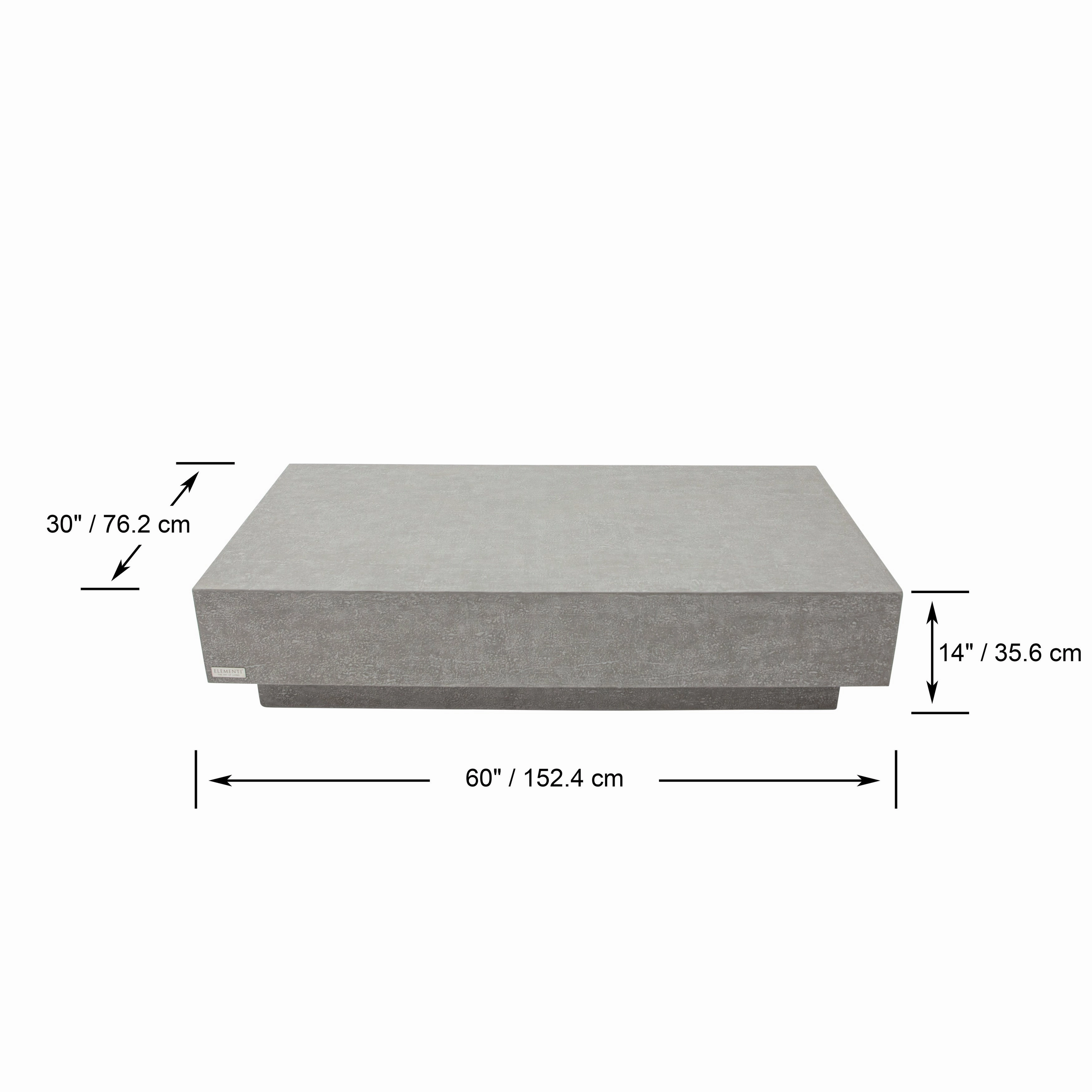 Elementi Home Tevere 60 Rectangular Concrete Coffee Table - 60 X 30 X 14